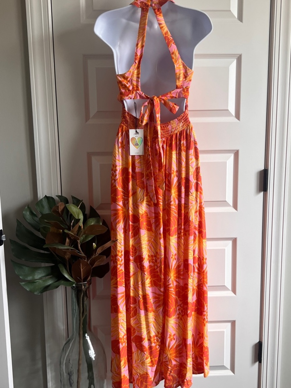 IRIS Halter Maxi Tropical NWT Smock Sz Sm FLAW Anthro Abel Label - Picture 3 of 10